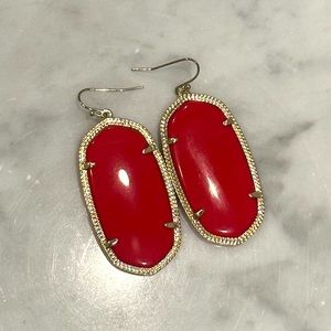 Kendra Scott Elle Ruby Red Gold Earrings